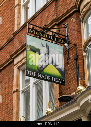 Die Nags Head Pub Schild in London, England, Großbritannien Stockfoto