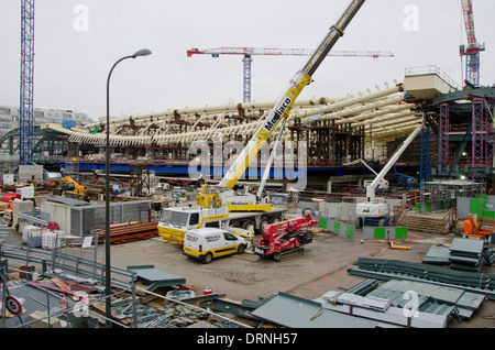 Umbau-Projekt von Le Forum des Les Halles im 1. Arrondissement im Bau, Paris, Frankreich. 2014 Stockfoto