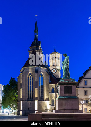 Schillerplatz, ein Platz in der Altstadt von Stuttgart, Deutschland, Europa mit der Stiftskirche, Stiftskirche Stockfoto