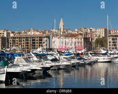 Boote im alten Hafen Hafen in Marseille, Provence-Alpes-Côte d ' Azur, Frankreich, Europa Stockfoto