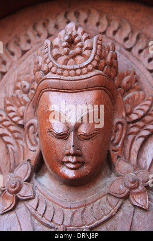hölzerne Buddha-statue Stockfoto