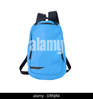 Ein hochauflösendes Bild von einem isolierten blau gefärbten Rucksack auf weißem Hintergrund. Qualitativ hochwertige Clipping-Pfad enthalten. Stockfoto