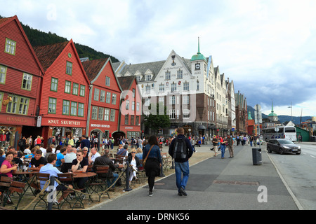 Die UNESCO-Welterbestätte Bryggen in Bergen, Norwegen Stockfoto