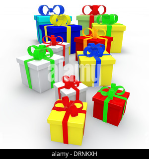 Geschenk-Boxen auf weißem Hintergrund Stockfoto