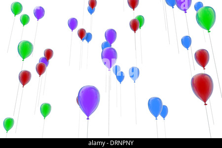Ballons fliegen nach oben Stockfoto