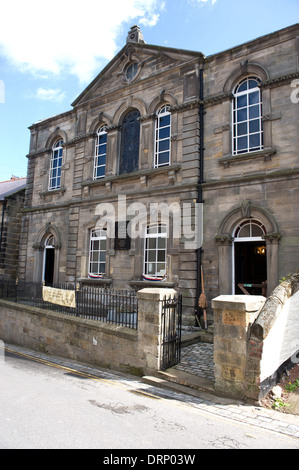 Captain Cook und Staithes Heritage Centre in Staithes. Stockfoto