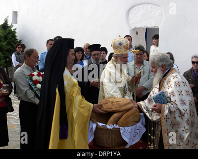 Griechenland-Kykladen-Sikinos Mariä Zoodohos Pigi Kloster (Chryssopigi) Stockfoto