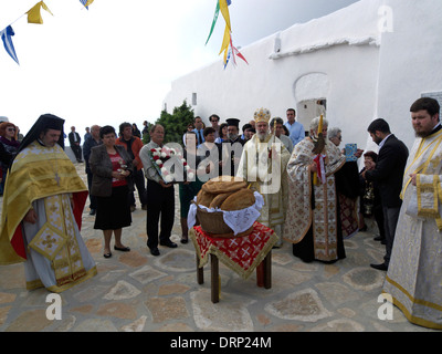 Griechenland-Kykladen-Sikinos Mariä Zoodohos Pigi Kloster (Chryssopigi) Stockfoto