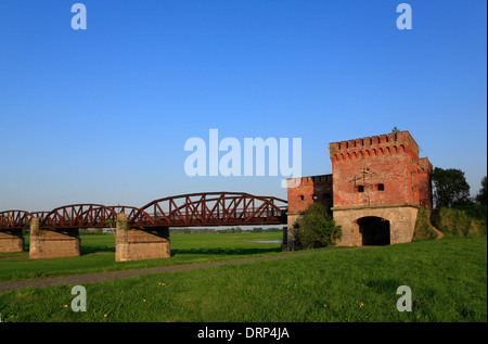 Alte Eisenbahnbrücke bei Doemitz-Kaltenhof, Fluss Elbe, Niedersachsen, Deutschland, Europa Stockfoto