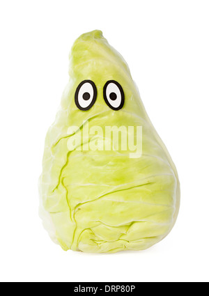 Spitz Kohl Kopf mit Augen vor weißem Hintergrund Stockfoto