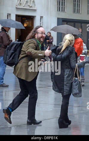 London, UK. 30. Januar 2014. Behaarte Biker Dave Myers auf BBC Radio-Studios London 30.01.2014 Credit: JOHNNY ARMSTEAD/Alamy Live News Stockfoto