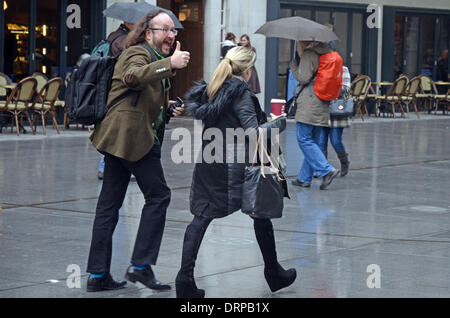 London, UK. 30. Januar 2014. Behaarte Biker Dave Myers auf BBC Radio-Studios London 30.01.2014 Credit: JOHNNY ARMSTEAD/Alamy Live News Stockfoto