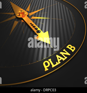 Plan B auf schwarzen und goldenen Kompass. Stockfoto