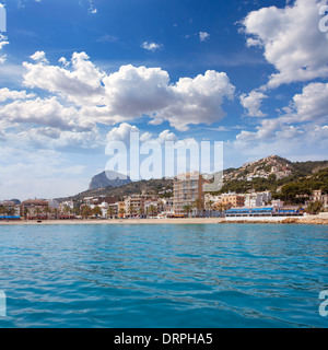 Javea Xabia Port Marina mit Mongo Berg in Alicante Spanien Stockfoto