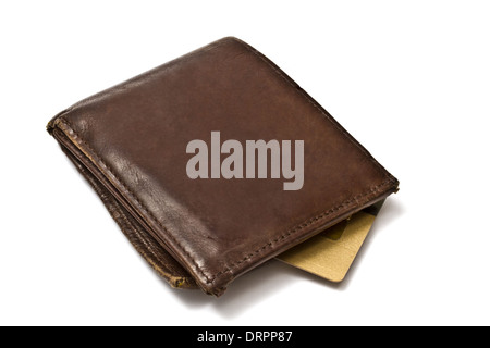 Braune Geldbörse mit Kreditkarte Stockfoto
