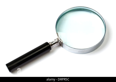 Lupe auf weißem Hintergrund Stockfoto