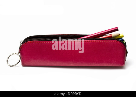 Bleistifte und Federmäppchen Stockfoto