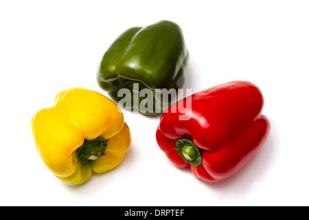 Drei bunte Paprika Stockfoto