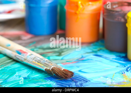 Poster-Farben Aquarell mit Bürsten abstrakte Komposition Stockfoto