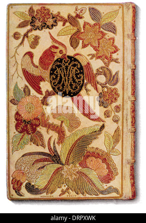 Umschlagseite der Dauphine Marie-Josephe von Sachsen. Portfolio-Creme; Poychrome Dekor eingelegt Blattgold 1748 Stockfoto