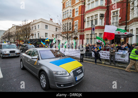 Britische Basis Ukrainer Solidarität Protest März in London Euromajdan Bewusstsein für die andauernden Proteste in Kiew, Ukraine Stockfoto