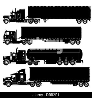 Detaillierte LKW Silhouetten eingestellt Stockfoto