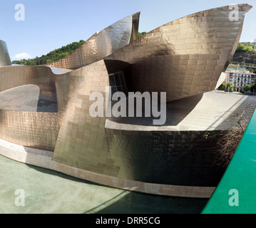 Architektonische Details auf das Guggenheim Museum, Bilbao, Spanien. Stockfoto