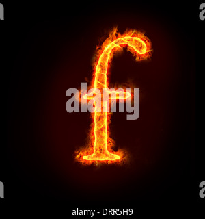 Feuer-Alphabete, Kleinbuchstabe f Stockfoto