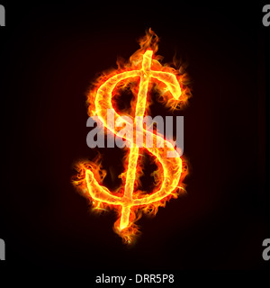 Dollarzeichen in Brand Stockfoto