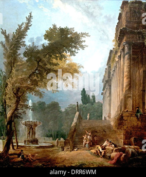 Brunnen und Kolonnade in einem Park im Jahre 1775 Hubert Robert 1733-1808 Frankreich Französisch Stockfoto