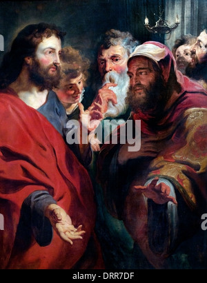 Jesus lehrte Nikodemus - Jacques Jordaens und Rubens (1577-1640) flämischen Belgien Belgien Stockfoto