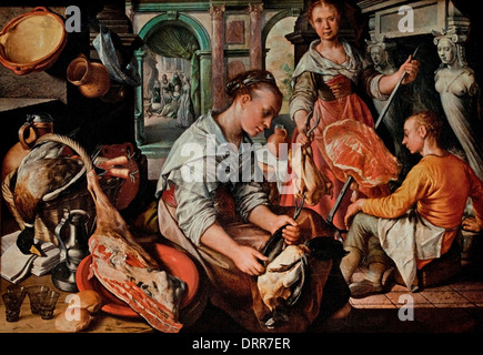 Jesus mit Martha und Maria 1565 Joachim Beuckelaer 1533-1573 Flämisch-belgisch Stockfoto