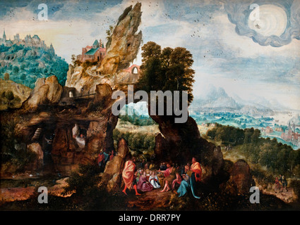 Landschaft mit der Predigt von Johannes dem Täufer von Herri Met de Bles 1480-1540 Flämisch-belgisches Belgien Stockfoto