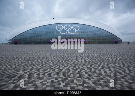 Sotschi, Russland. 31. Januar 2014. Blick auf das Bolschoi Ice Dome im Olympia-Park in Sotschi, Russland, 31. Januar 2014. Die Olympischen Winterspiele 2014 in Sotschi von 07 bis 23. Februar 2014 laufen. Foto: Christian Charisius/Dpa/Alamy Live News Stockfoto