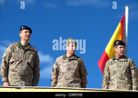 Paracuellos de Jarama, Spanien. 30. Januar 2014. Prinz Felipe von Spanien besucht die Fallschirmspringer Brigada "Almogavares VI" an seinem 46. Geburtstag am 30. Januar 2014 in Spanien Kredit Paracuellos de Jarama: Dpa picture-Alliance/Alamy Live News Stockfoto