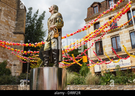 Statue von Cyrano de Bergerac, Bergerac, Aquitaine, Frankreich Stockfoto