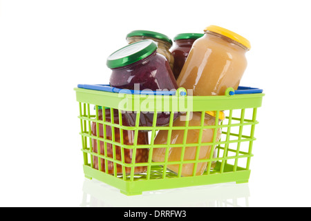 Gemüse im Glas Töpfe im Warenkorb erhalten Stockfoto
