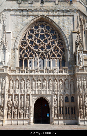 Westfassade der Kathedrale von Exeter, Devon Stockfoto