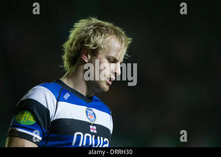 Leicester, UK. 31. Januar 2014. Bad Nick ABENDANON abgebildet, während die LV = Cup-Spiel zwischen Leicester Tigers und Bath Rugby von Welford Road. Bildnachweis: Aktion Plus Sport/Alamy Live-Nachrichten Stockfoto