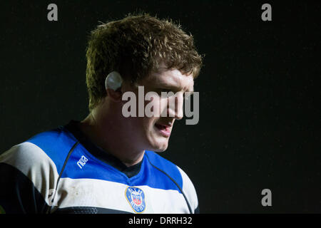 Leicester, UK. 31. Januar 2014. Stuart HOOPER (Bath Rugby) während der LV = Cup-Spiel zwischen Leicester Tigers und Bath Rugby von Welford Road. Bildnachweis: Aktion Plus Sport/Alamy Live-Nachrichten Stockfoto