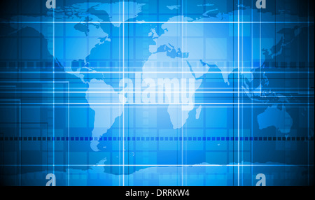 Tech-Hintergrund mit Welt-Map-Textur Stockfoto