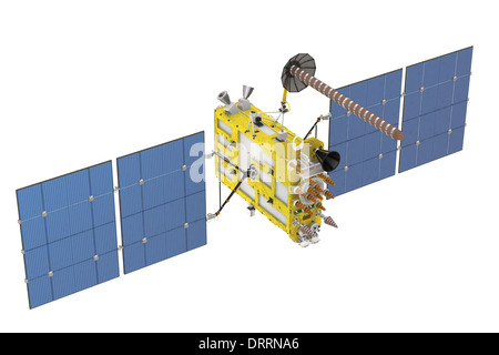 Moderne Navigation Satellite isoliert auf weiss Stockfoto