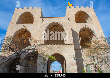 Valencia Torres de Serrano Türme der Festung war Eingang Stadt Tür in Spanien Stockfoto