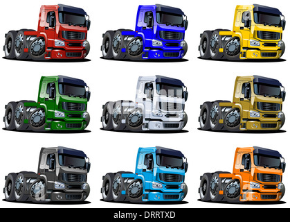 Cartoon-Semi-LKW-Satz Stockfoto