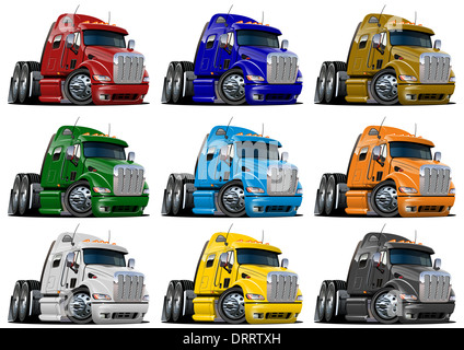 Cartoon-Semi-LKW-Satz Stockfoto