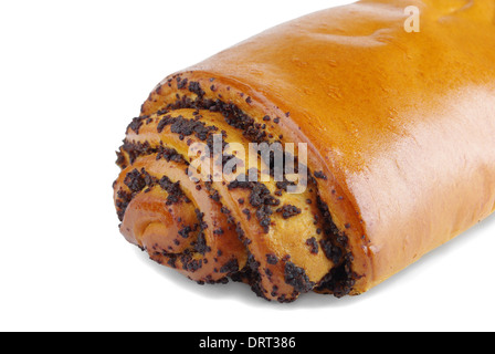 Brötchen mit Mohn auf weißem Hintergrund Stockfoto