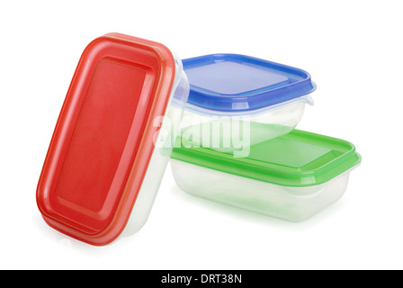 Kunststoff Essen-Container auf einem weißen Hintergrund Stockfoto