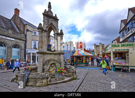 Wells ist eine Stadt und Zivilgemeinde im Bezirk Mendip in Somerset, England Stockfoto