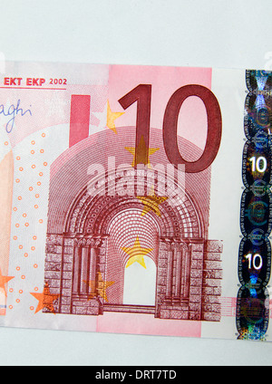 Details der 10-Euro-Schein hautnah. Stockfoto