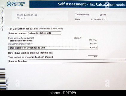 Self-Assessment Steuerforderung. Stockfoto